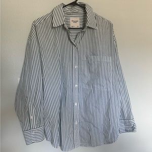 ABERCROMBIE & FITCH Oversized Poplin Shirt in green and white stripe - medium